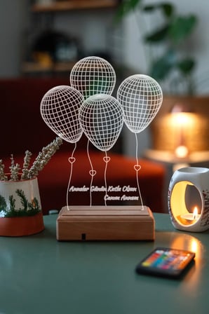 4 Balon Anneler Gününe Hediyelik , Sevgiliye Hediye Masa Lambası