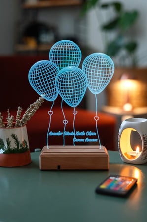 4 Balon Anneler Gününe Hediyelik , Sevgiliye Hediye Masa Lambası