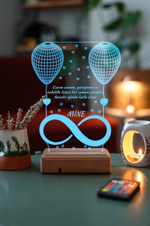Anneler Günü Hediye Anneye Hediye 3D 16 Renk Dekoratif Led Masaüstü Lamba