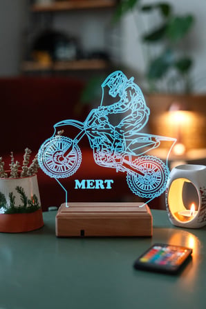 Sporculara Hediye 3d Motocross 16 Renk Dekoratif Led Lamba