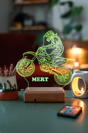 Sporculara Hediye 3d Motocross 16 Renk Dekoratif Led Lamba