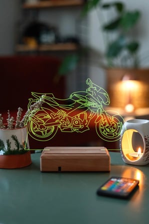 Motorculara Hediyelik Motor Rgb Dekoratif Kumandali Masa Lambası