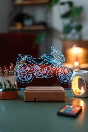 Motorculara Hediyelik Motor Rgb Dekoratif Kumandali Masa Lambası