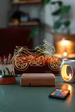 Motorculara Hediyelik Motor Rgb Dekoratif Kumandali Masa Lambası