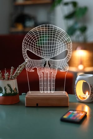 3d Punisher Kuru Kafa 16 Renk Gece Lambası