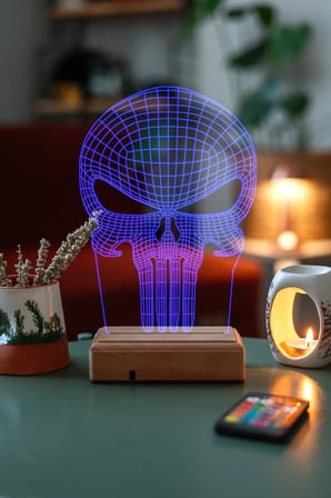 3d Punisher Kuru Kafa 16 Renk Gece Lambası