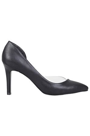 Modabuymus Siyah Yanı Açık Şeffaf Stiletto Topuklu Kadın Ayakkabı - Lotus