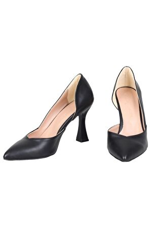 Modabuymus Yanı Açık Siyah Stiletto Topuklu Kadın Ayakkabı - Yeva
