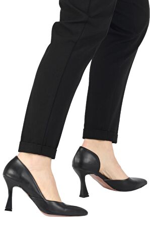 Modabuymus Yanı Açık Siyah Stiletto Topuklu Kadın Ayakkabı - Yeva