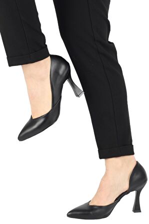 Modabuymus Yanı Açık Siyah Stiletto Topuklu Kadın Ayakkabı - Yeva