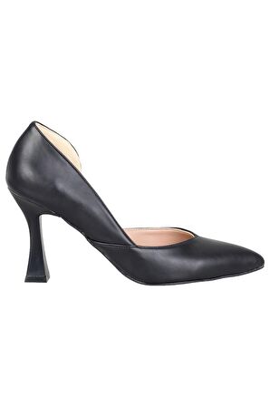 Modabuymus Yanı Açık Siyah Stiletto Topuklu Kadın Ayakkabı - Yeva