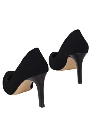 Modabuymus Siyah Süet Stiletto Topuklu Kadın Ayakkabı - Anger