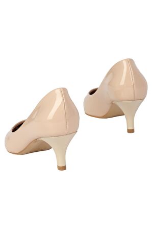 Modabuymus Kadın Ten Rugan Kısa Topuklu Stiletto Ayakkabı - Candy