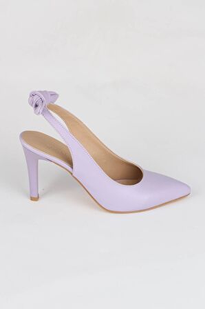 Modabuymus Lila Rengi Arkadan Fiyonklu Stiletto Topuklu Ayakkabı - Pony
