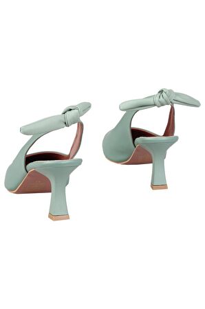 Modabuymus Mint Yeşili Arkadan Fiyonklu Topuklu Stiletto Ayakkabı - Minipony