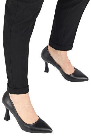 Modabuymus Siyah Mat Stiletto Kadeh Topuklu Ayakkabı - Kanger