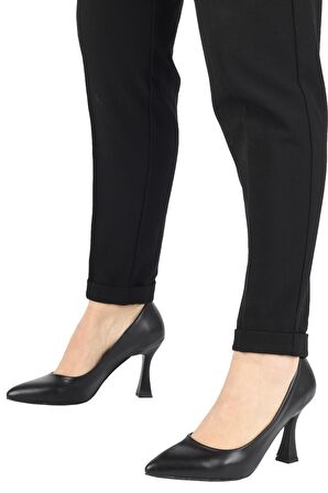Modabuymus Siyah Mat Stiletto Kadeh Topuklu Ayakkabı - Kanger