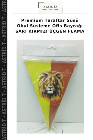 Premium Taraftar Süsü Okul Süsleme Ofis Bayrağı SARI KIRMIZI ÜÇGEN FLAMA