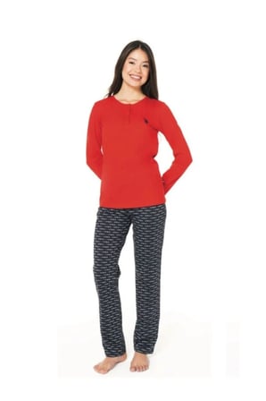Kadın Uzun Kol Lacivert Pijama Takımı 20146