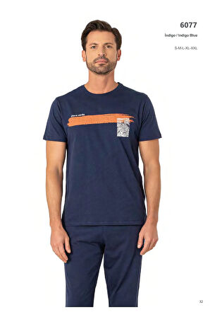 Erkek Yazlık Yeni Sezon Pamuklu Günlük Penye Kısakol Pijama Takım  6077