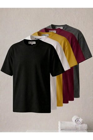 5'li paket renk paketi %100 pamuk bisiklet yaka tişört