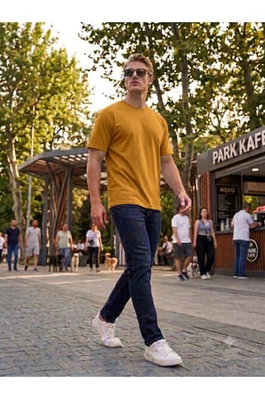 %100 pamuk bisiklet yaka tişört