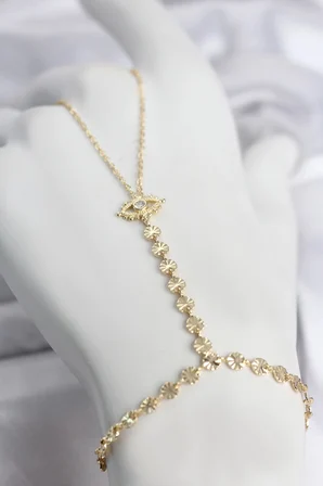 Gold Renk Pirinç Zirkon Taşlı Göz Model Şahmeran
