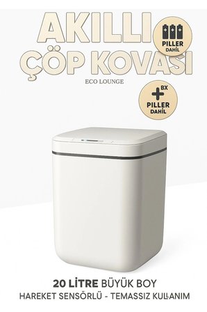 Akıllı Otomatik Kapaklı 20 Litre Çöp Kutusu Hareket Sensörlü Hijyenik Sessiz Ev Ofis