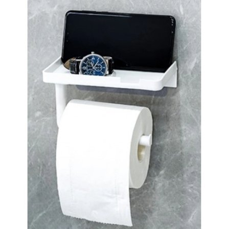 Tuvalet Kağıdı Askılığı - Raflı ve Yapışkanlı - Matkapsız Banyo Aksesuarı