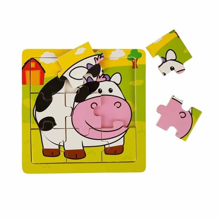 S00002907 WOODEN PUZZLE ANIMALS 9 PCS 3 AST