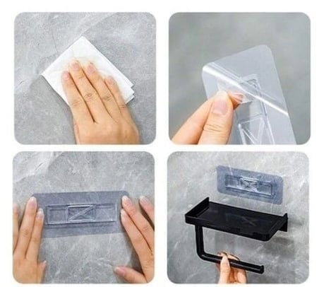 Raflı Yapışkanlı Tuvalet Kağıdı Askılığı