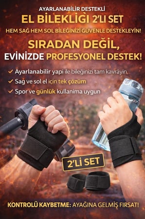 Ayarlanabilir Destekli El Bilekliği 2’li Set – Kadın & Erkek Sağ–Sol Uyumlu Spor ve Günlük Kullanım