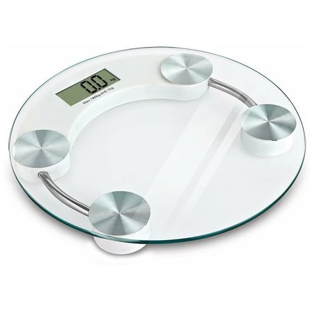 Yuvarlak Şeffaf Dijital Cam Baskül Tartı – 180 Kg Taşıma Kapasitesi, Hassas Ölçüm, Şık Tasarım Teraz