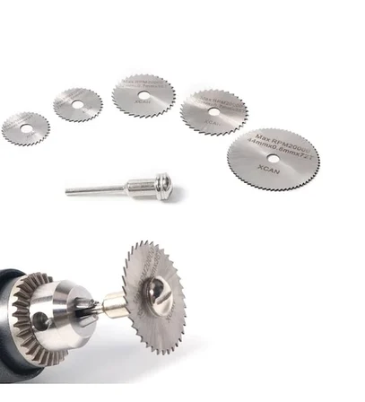 Metal 6 Parça Mini Matkap Ucu Ahşap Kesme Yuvarlak Çelik Bıçak Disk Testere Seti Kiti