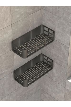 3 lü Banyo Düzenleyici Organizer Şampuanlık Havlupan Askısı Havluluk Siyah Banyo Duş Mutfak Rafı