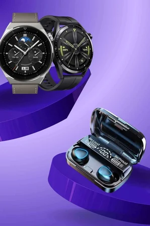 İkili Set Akıllı Saat Ve Bluetooth Kulaklık Kablosuz Uzun Pil Ömrü Spor Modları