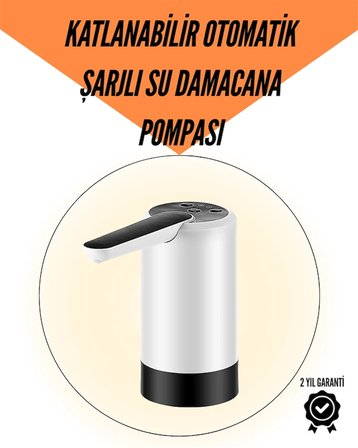 Şarjlı Su Pompası 8000mAh | Cam Damacana Uyumlu | Tek Tuşla Kontrol | USB Şarjlı Otomatik Dolum