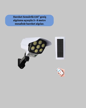 Uzaktan Kumandalı Güneş Enerjili LED Güvenlik Lambası Kamera Tipi Hareket Sensörlü Yeni Nesil