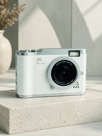 Beyaz 4K Video Kayıtlı 48 MP Dijital Fotoğraf Makinesi Otomatik Odaklama
