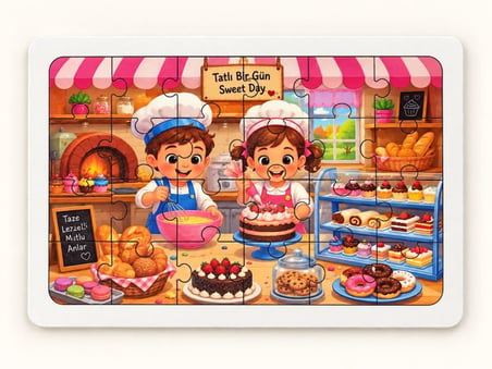 Çocuklar Mutfakta - Eğitici - 24 Parça Ahşap Puzzle