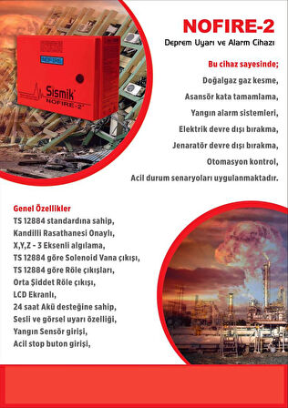 Sismik NOFIRE-2 Deprem Uyarı ve Alarm Cihazı Sismik/Deprem Sensörü