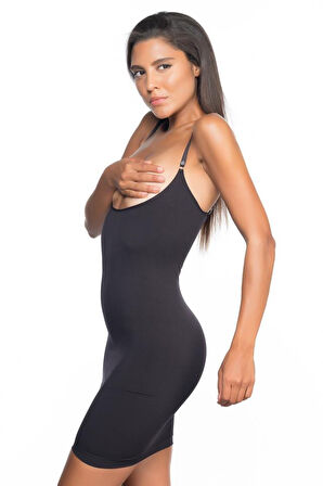 Eterella Siyah Emay 5060 Göğsü Açık Elbise Korse