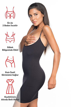 Eterella Siyah Emay 5060 Göğsü Açık Elbise Korse