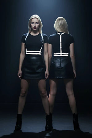 Karanlıkta Yansıyan - Reflektörlü Göğüs Harness, Parti Harness, Elbise Aksesuar - APFT205