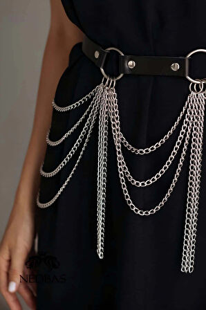 Zincirli Ayarlanabilir Şık Deri Kemer Harness - APFT729