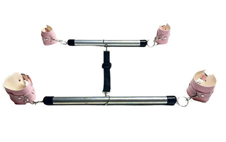 Fantezi Pembe Deri Seksi Borulu Yatak Kelepçesi 5383