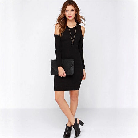 DTP101184 Omuz Açık Tarz Elbise