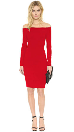 TP101298 Uzun Kollu Straplez Elbise