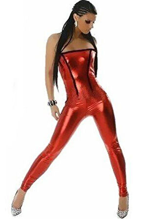 TSec031049 Fantazi Parlak Lame  Tulum Tayt