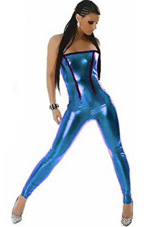 TSec031049 Fantazi Parlak Lame  Tulum Tayt